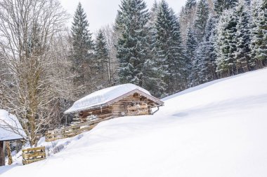 Oberstdorf, Allgaeu, Bavyera, Almanya, Almanya Alpleri'nde güzel kış manzarası