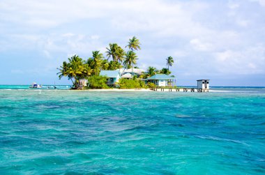Tropikal ve cennet küçük ada, Karayip Denizi, Belize - Orta Amerika