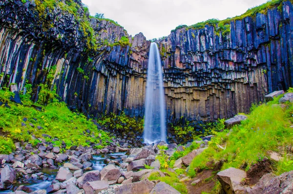 İzlanda'daki Svartifoss güzel şelale