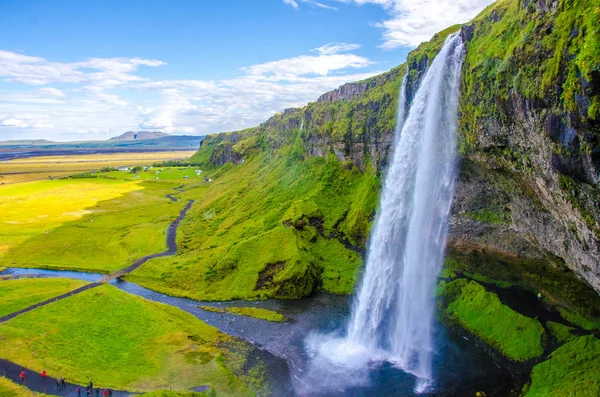 Krásný Vodopád Seljalandsfoss Islandu — Stock fotografie