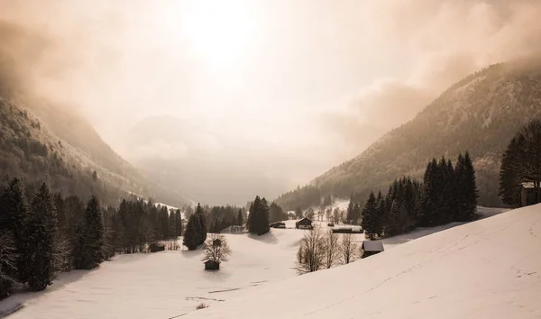 Krásná Zimní Krajina Německých Alpách Oberstdorfu Zahradu Bavorsko Německo — Stock fotografie