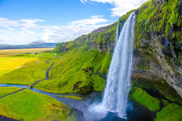 Seljalandsfoss Όμορφος Καταρράκτης Στην Ισλανδία — Φωτογραφία Αρχείου