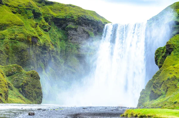 Skogafoss Huge Waterfall South Iceland Stock Image