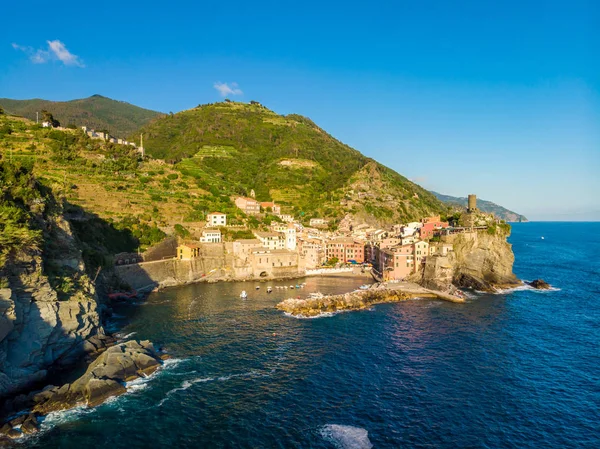 Vernazza Parku Narodowego Miejscowości Cinque Terre Wybrzeżu Włoch Prowincja Spezia — Zdjęcie stockowe