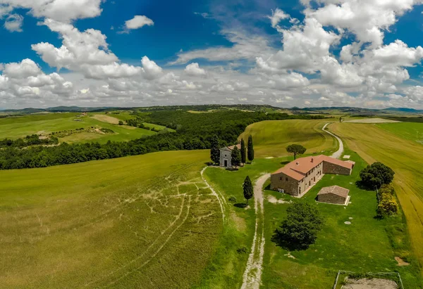 Kaplica Vitaleta Cappella Della Madonna Vitaleta Pięknej Scenerii Val Orcia — Zdjęcie stockowe