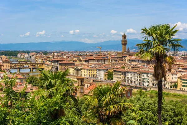 Piazzale Michelangelo - Ponte Vecchio ve Palazzo Vecchio, Duomo Santa Maria Del Fiore ve Bargello Arno Nehri - Toskana, İtalya Floransa'dan görünümünü