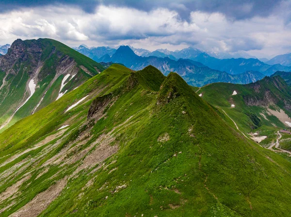 Panoramiczny Widok Górskiej Nebelhorn Krajobraz Scenerii Alp Niemczech Bawarii — Zdjęcie stockowe