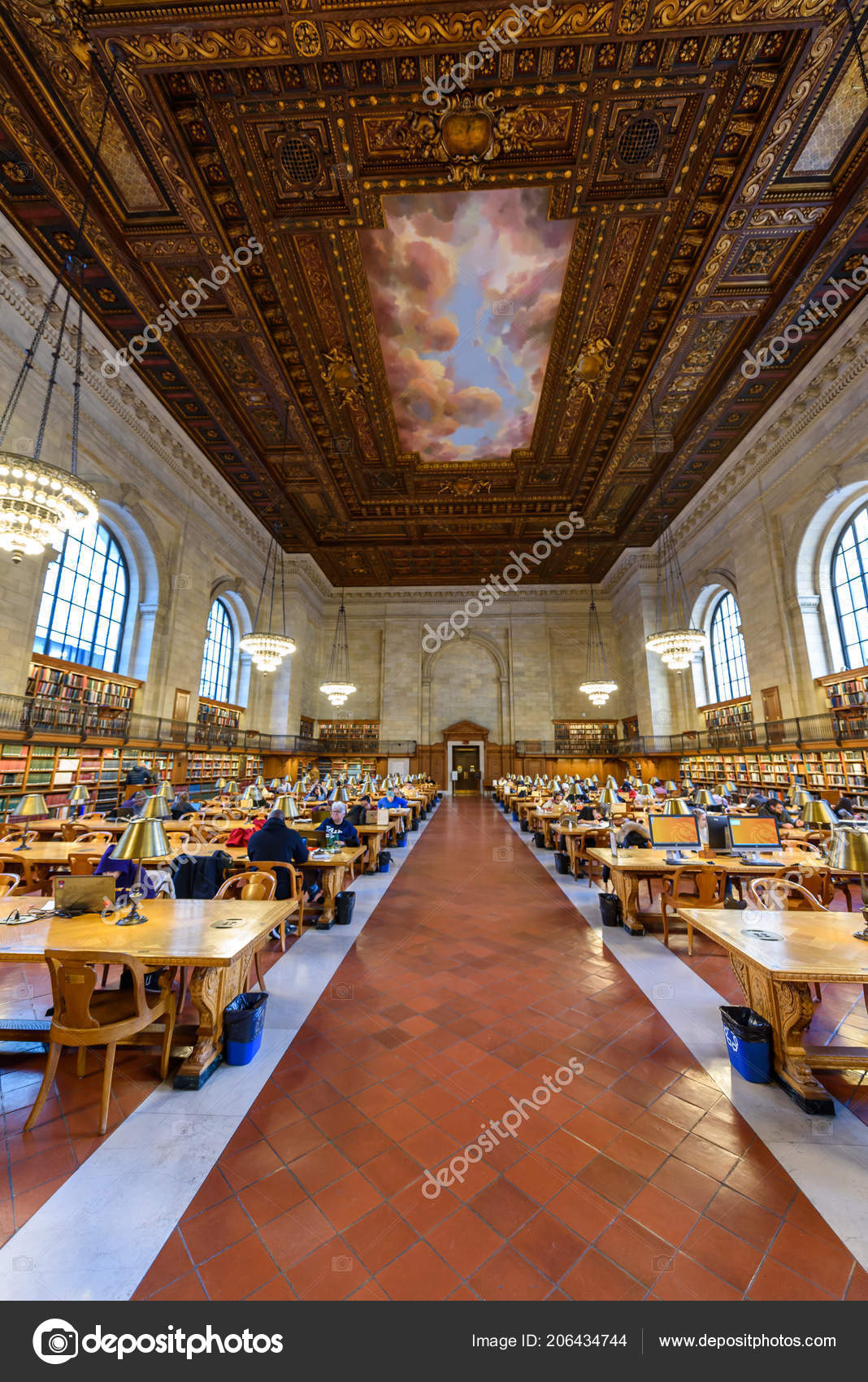 New York City December People Study New York Public Library