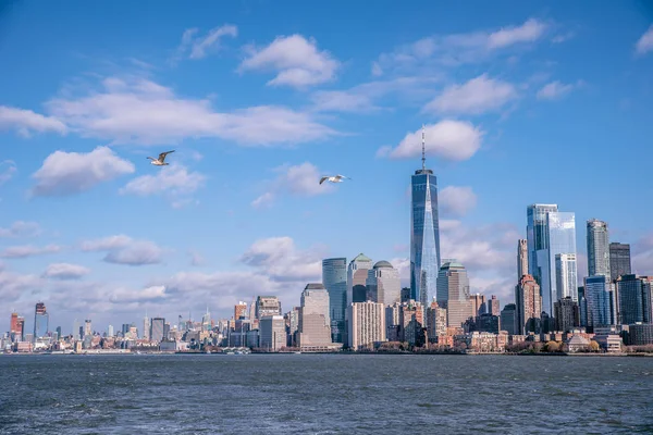 Panorama Nedre Manhattan New Yorks Stadssilhuett Från Hudson River New — Stockfoto