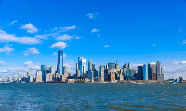 Panorama Nedre Manhattan New Yorks Stadssilhuett Från Hudson River New — Stockfoto