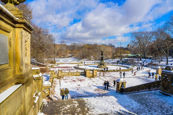 Paisajes Invierno Central Park Nueva York Con Hielo Nieve — Foto de Stock