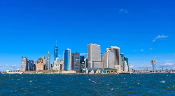 Panorama Ciudad Nueva York Con Manhattan Skyline Sobre Río Hudson — Foto de Stock