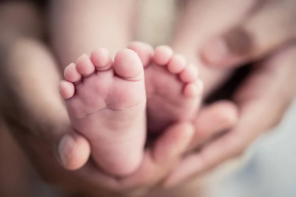 Feet Newborn Baby Hands Parents Happy Family Concept — Stock Photo, Image