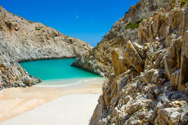 Seitan Limania Playa Blanca Isla Creta Relajante Recreación Hermosa Costa — Foto de Stock