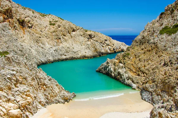 Seitan Limania Praia Branca Ilha Creta Relaxante Recreação Bela Costa — Fotografia de Stock