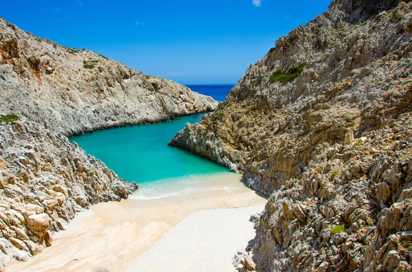 Seitan Limania Praia Branca Ilha Creta Relaxante Recreação Bela Costa — Fotografia de Stock