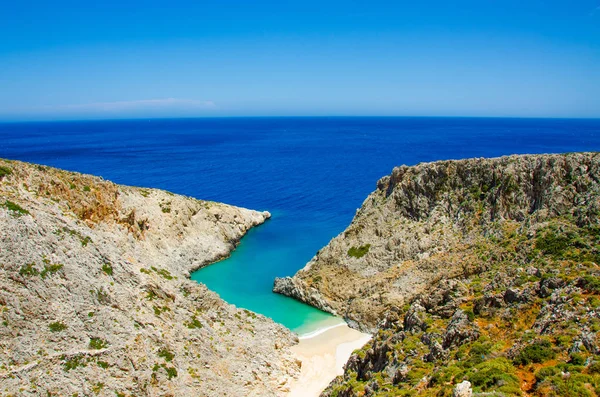 Seitan Limania Praia Branca Ilha Creta Relaxante Recreação Bela Costa — Fotografia de Stock