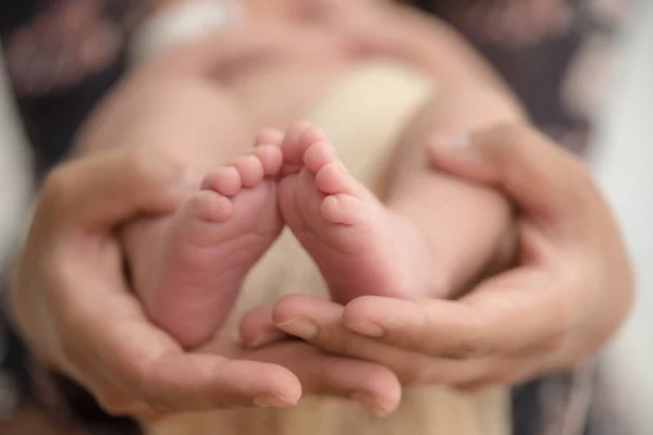 Feet Newborn Baby Hands Parents Happy Family Concept — Stock Photo, Image