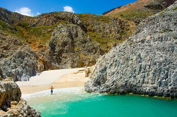 Seitan Limania Playa Blanca Isla Creta Relajante Recreación Hermosa Costa — Foto de Stock