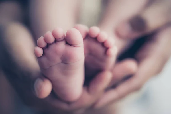 Feet Newborn Baby Hands Parents Happy Family Concept — Stock Photo, Image