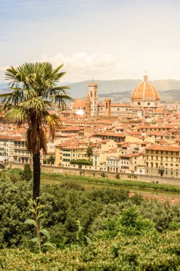 Piazzale Michelangelo - Ponte Vecchio ve Palazzo Vecchio, Duomo Santa Maria Del Fiore ve Bargello Arno Nehri - Toskana, İtalya Floransa'dan görünümünü