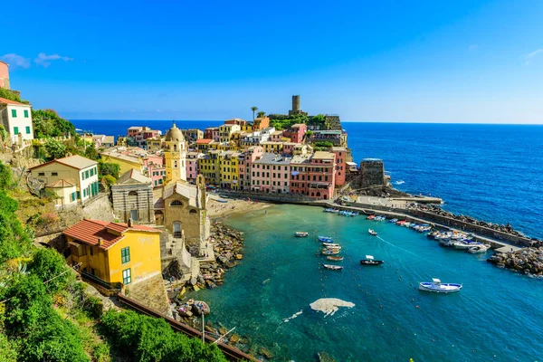 Vernazza Parku Narodowego Miejscowości Cinque Terre Wybrzeżu Włoch Piękne Kolory — Zdjęcie stockowe