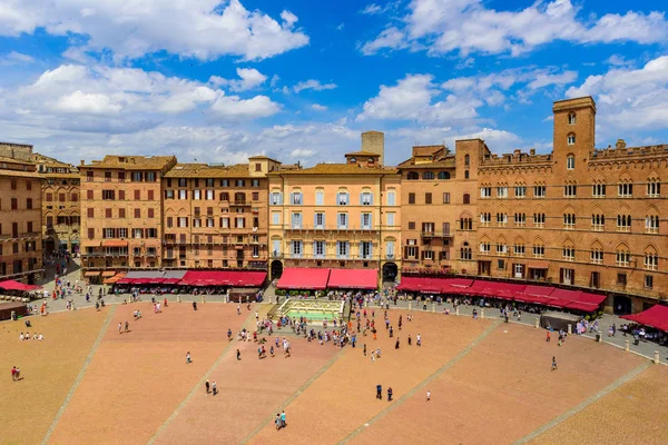 Piazza Del Campo Sienne Vue Aérienne Ville Historique Avec Beaux — Photo