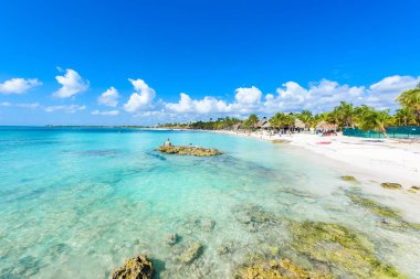Riviera Maya - cennet Akumal Cancun, Quintana Roo, Meksika - Karayip Sahili - tropikal hedef tatil, plaj