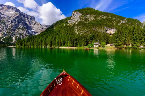 Lago Braies También Conocido Como Pragser Wildsee Lago Braies Las —  Fotos de Stock