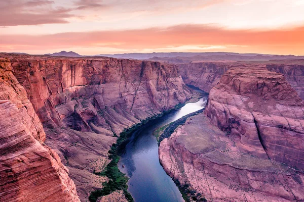 Pôr Sol Horseshoe Bend Canyon Grand Canyon Com Rio Colorado — Fotografia de Stock