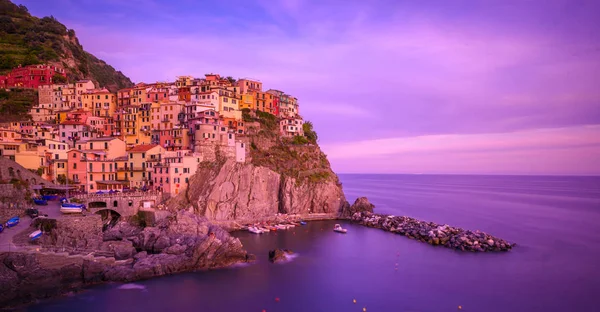 Manarola Pueblo Cinque Terre Parque Nacional Costa Liguria Italia Hermosos — Foto de Stock