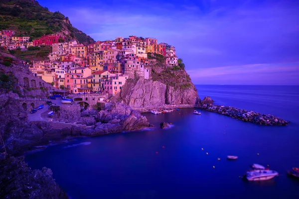 Manarola Pueblo Cinque Terre Parque Nacional Costa Liguria Italia Hermosos — Foto de Stock