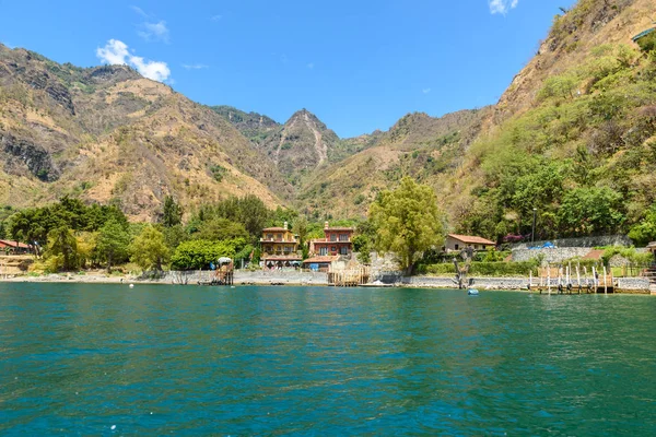 Pobřeží Santa Cruz Laguna Jezera Atitlan Krajině Vulcano Guatemala — Stock fotografie