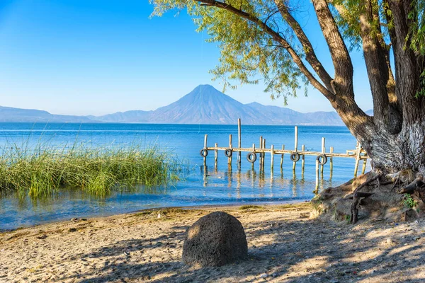 Lago Atitlan Panajachel Solola Lago Vulcão Highland Guatemala — Fotografia de Stock