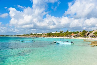 Akumal - güzel beyaz plaj ile cennet koy, Cancun yakın, Yucatan, Meksika