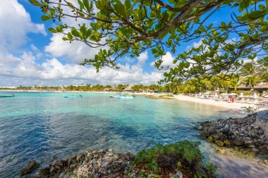 Akumal - güzel beyaz plaj ile cennet koy, Cancun yakın, Yucatan, Meksika