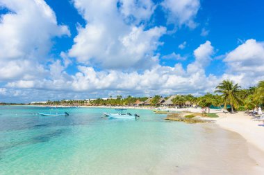 Akumal - güzel beyaz plaj ile cennet koy, Cancun yakın, Yucatan, Meksika