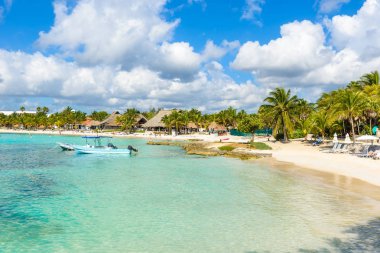 Akumal - güzel beyaz plaj ile cennet koy, Cancun yakın, Yucatan, Meksika