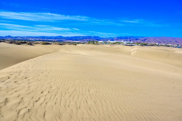 Aerial View Sand Dunes Gran Canaria Beautiful Coast Beach Canarian — Stock Photo, Image