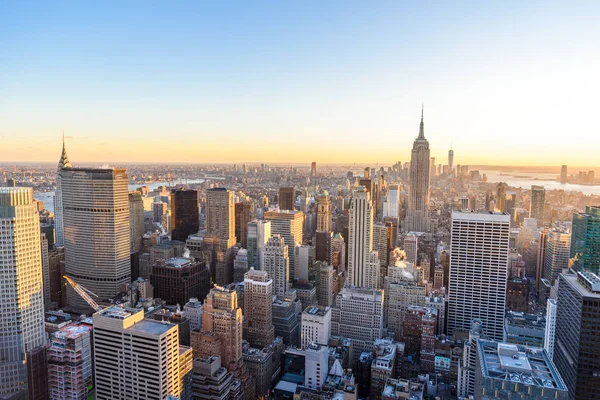 Vista Panorâmica Horizonte Midtown Manhattan Com Empire State Building Rockefeller — Fotografia de Stock
