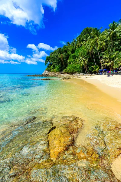 Surin Beach Paradise Beach Met Goudkleurig Zand Kristalhelder Water Palmbomen — Stockfoto
