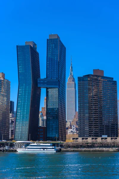 Vista Desde East Side River Hasta Empire State Building Manhatten — Foto de Stock