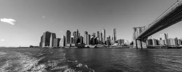 Skyline Célèbre Centre Ville New York Brooklin Bridge Manhattan Avec — Photo