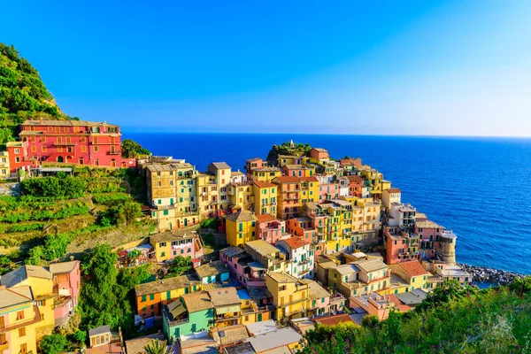 Villaggio Manarola Uno Splendido Scenario Montagna Mare Spettacolari Sentieri Escursionistici — Foto Stock