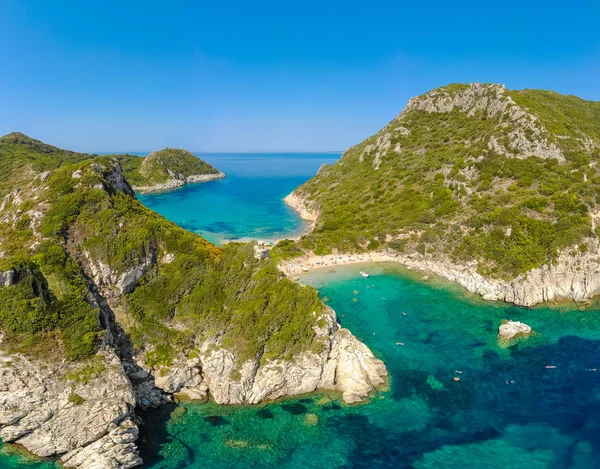 Porto Timoni Playa Afionas Una Playa Doble Paraíso Con Agua — Foto de Stock