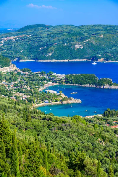 Paleokastritsa Paradise Coastline Scenery Crystal Clear Azure Water Bays Corfu — Stock Photo, Image