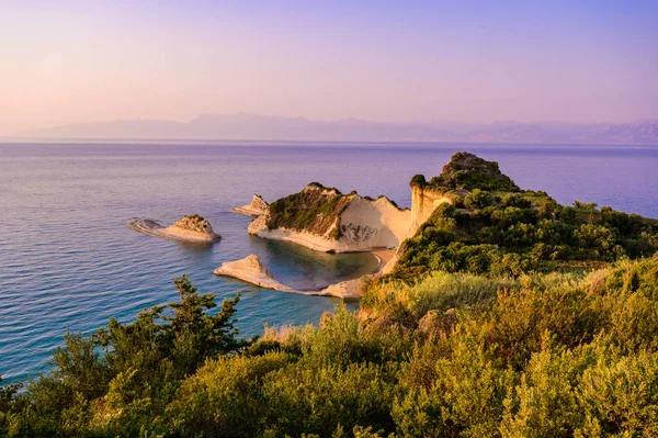 Cape Drastis Sunset Close Peroulades Sidari Village Beautiful Coast Scenery — Stock Photo, Image