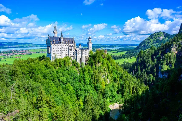 Neuschwanstein Castle Beautiful Mountain Scenery Alps Background You Can See — Stockfoto