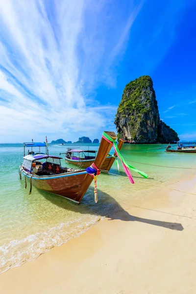 Phra Nang Beach Thaise Traditionele Houten Longtail Boot Railay Schiereiland — Stockfoto