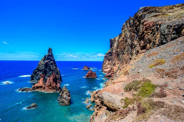 Panorama View Wild Coast Cliffs Ponta Sao Lourenco Madeira Island Stock Photo